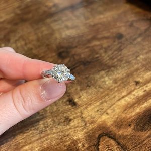 3ct round moissanite 3 stone ring